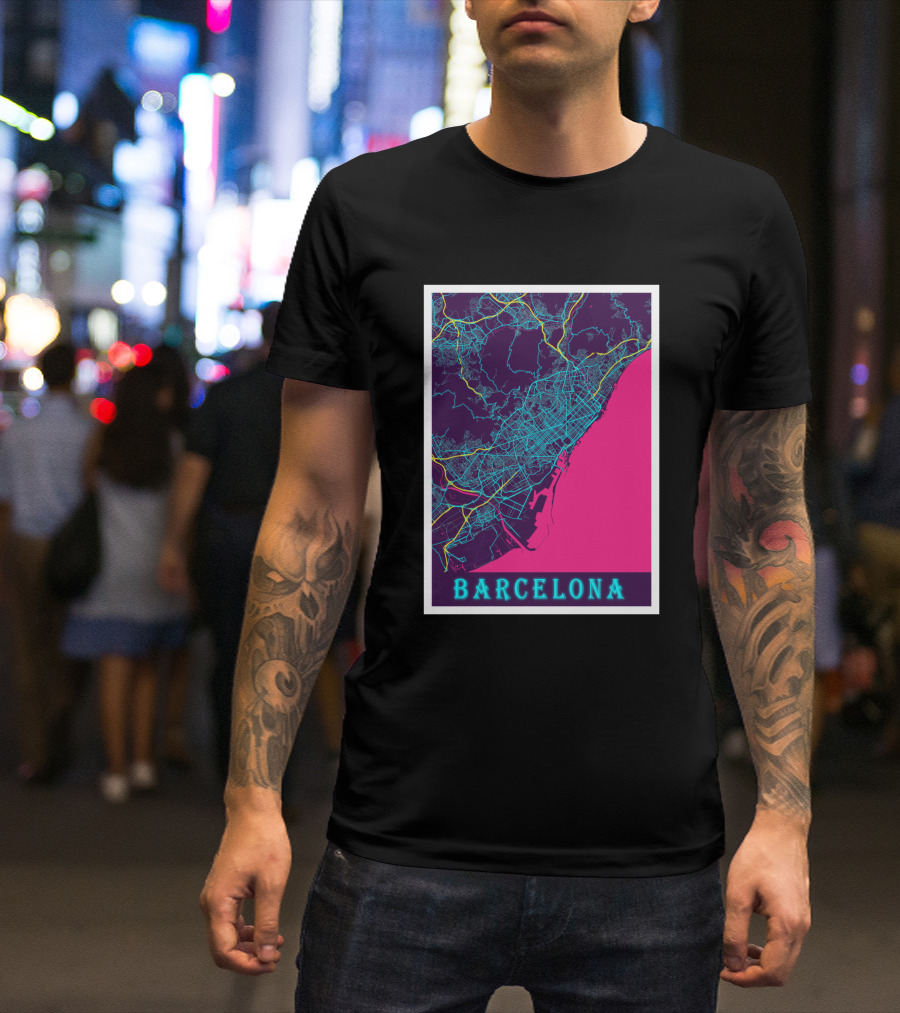 Barcelona Neon City Map 1670368 T-Shirt