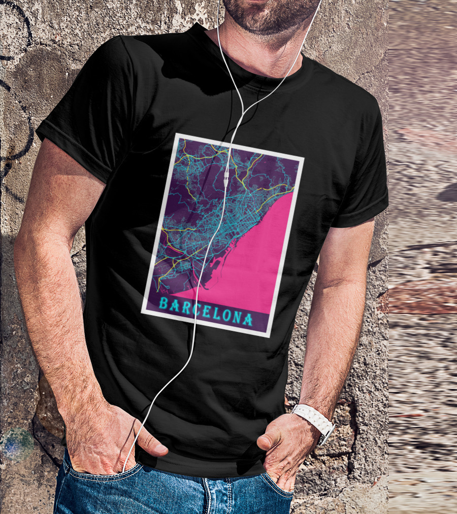 Barcelona Neon City Map 1670368 T-Shirt