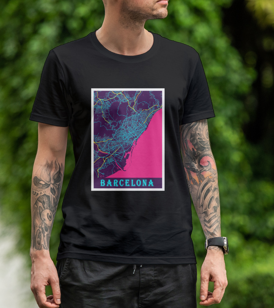 Barcelona Neon City Map 1670368 T-Shirt
