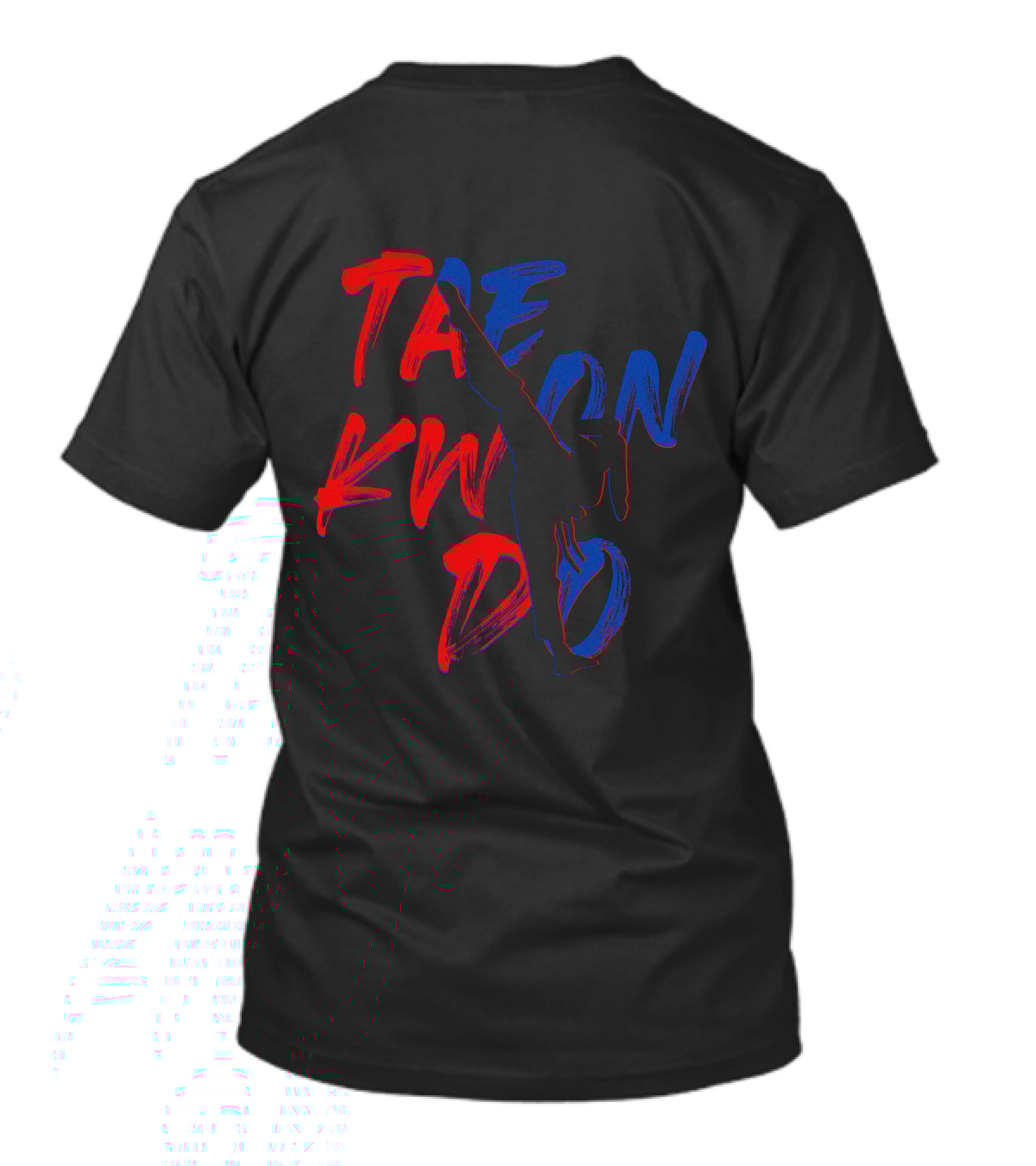 TAEKWONDO Girl Kicking Silhouette Red Blue T-Shirt