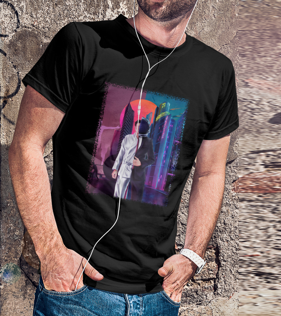 Half Taekwondo Spaceman Futuristic Cityscape Duality T-Shirt