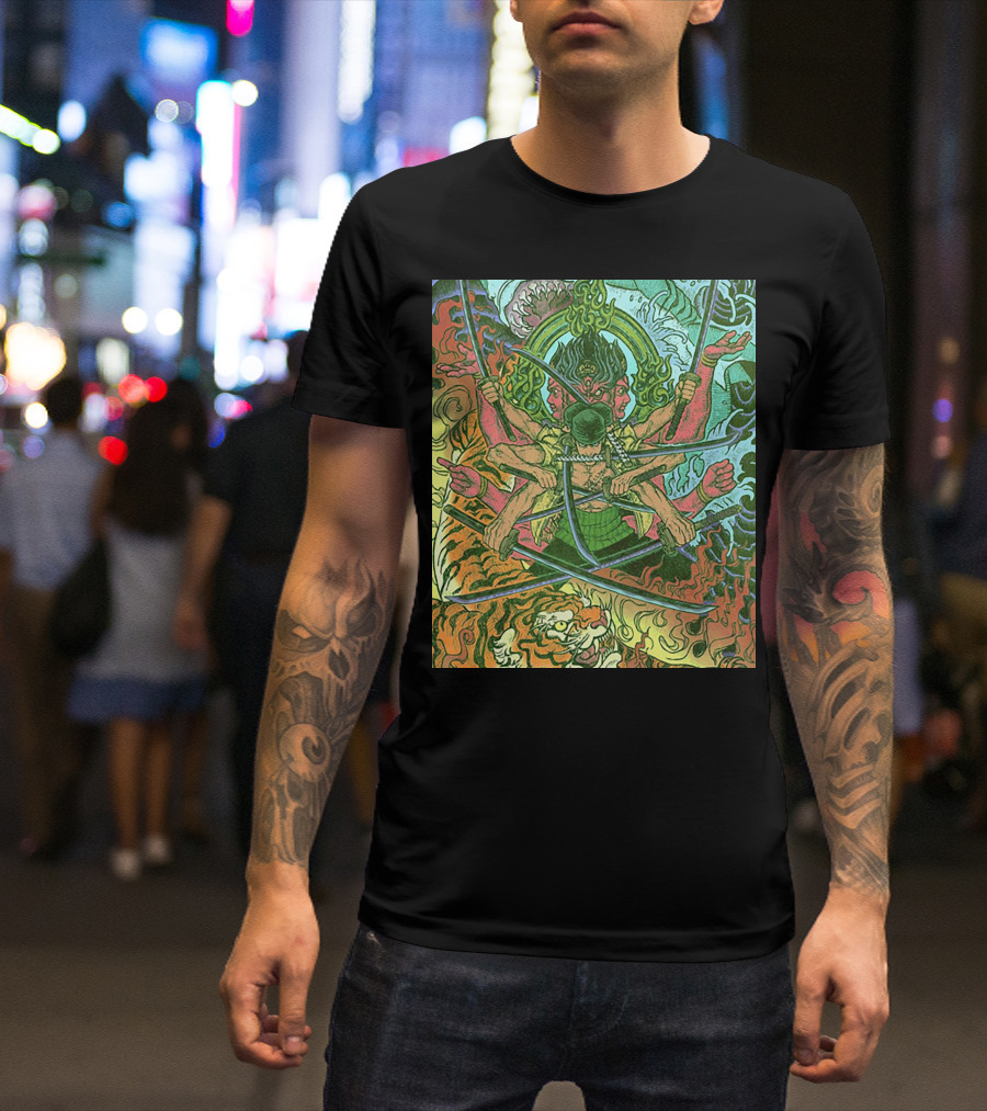 One Piece Roronoa Zoro Asura Concept Colors Of Fury T-Shirt