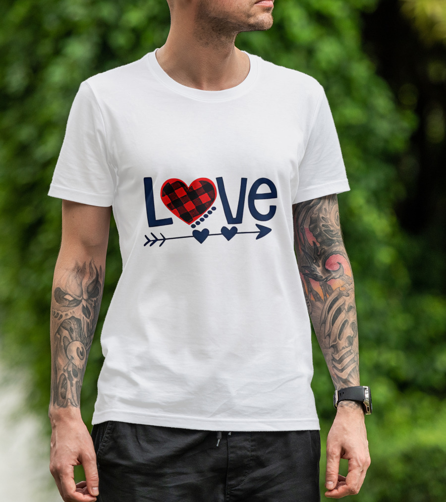 Love Arrow Plaid Heart And Hearts On Arrow T-Shirt