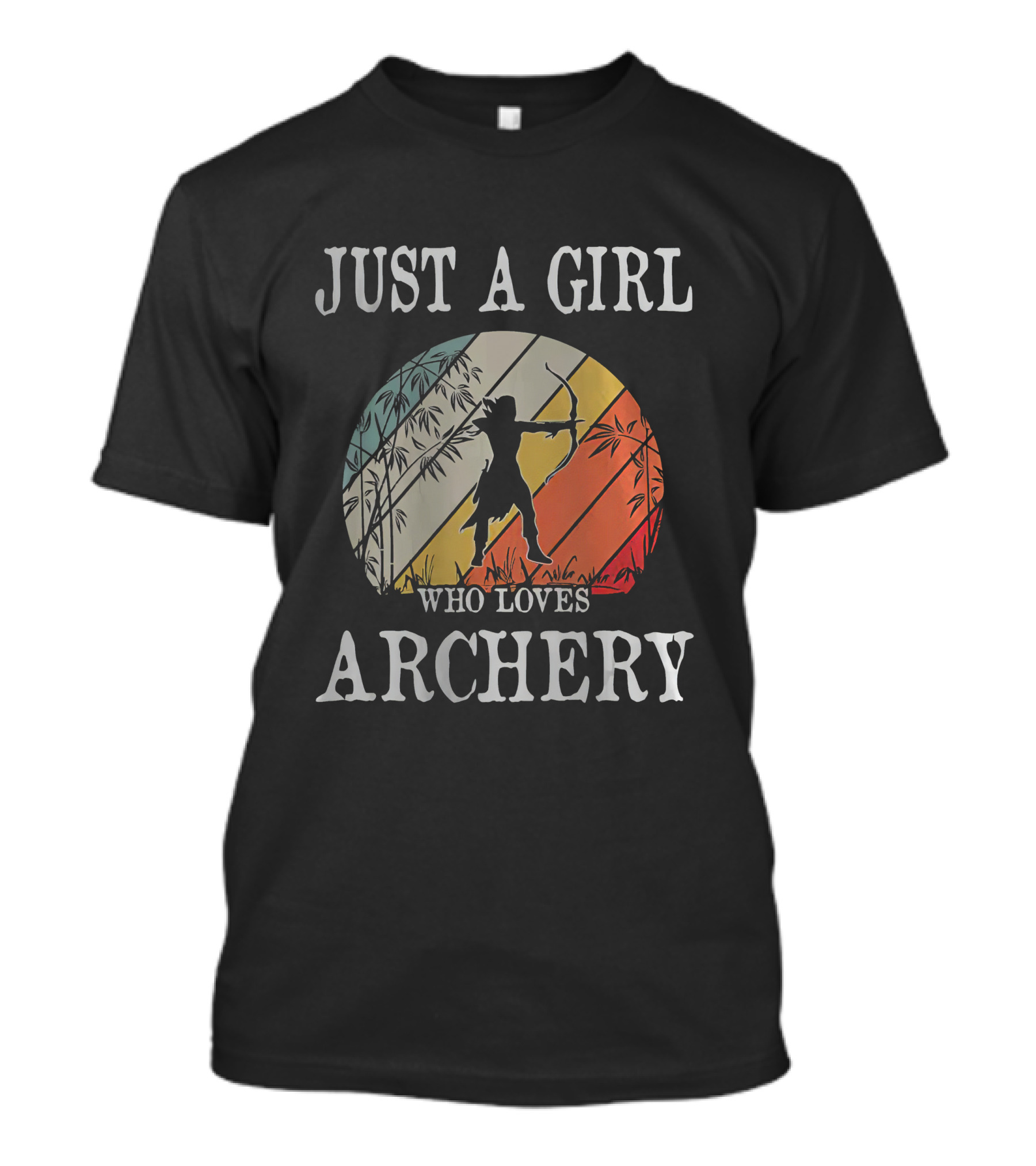 Just A Girl Who Loves Archery Vintage Silhouette Sunset Bow And Arrow T-Shirt