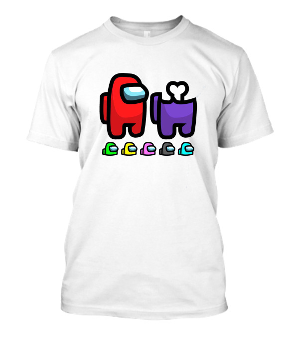 Among Us Crewmates And Dead Body Colors Red Purple Green Blue Yellow Pink Black T-Shirt