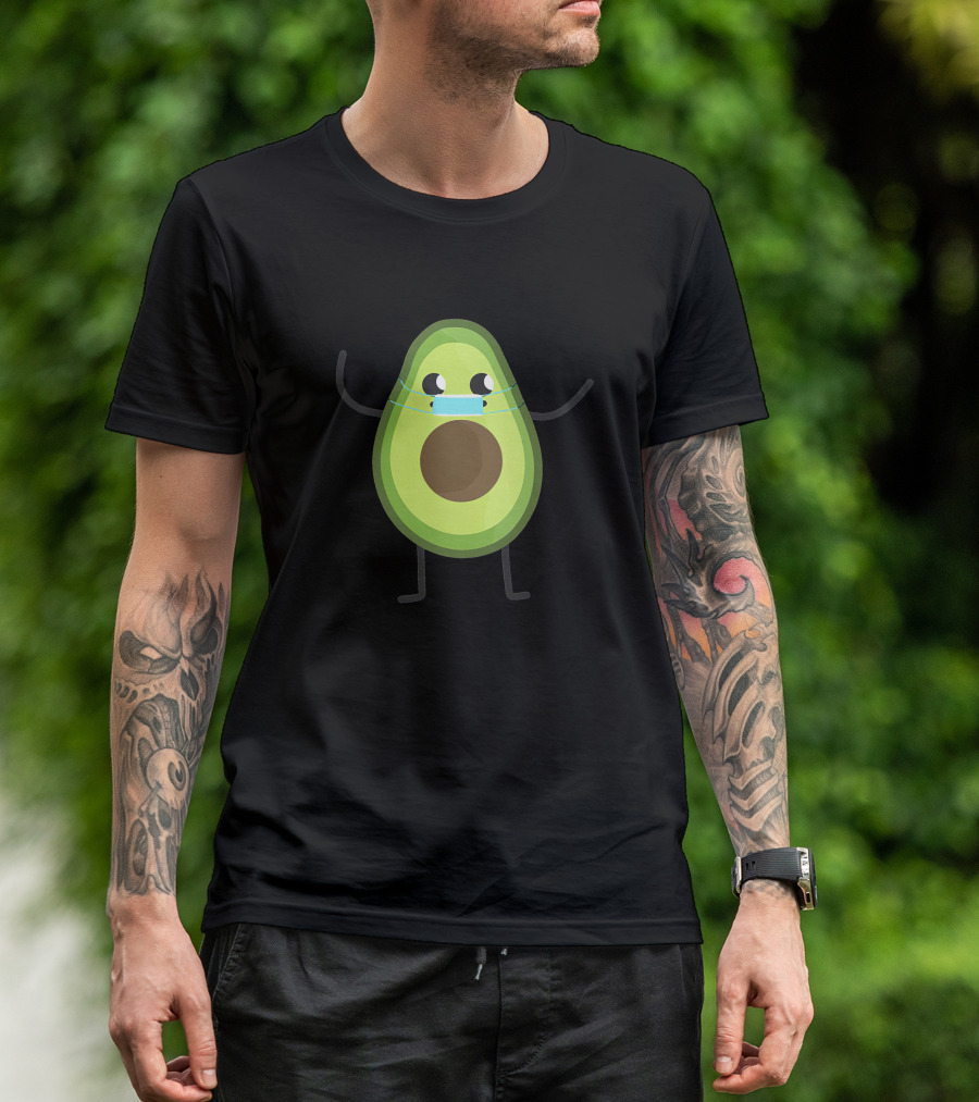 Avogato Avocado Wearing Mask Cute Fruit Character T-Shirt