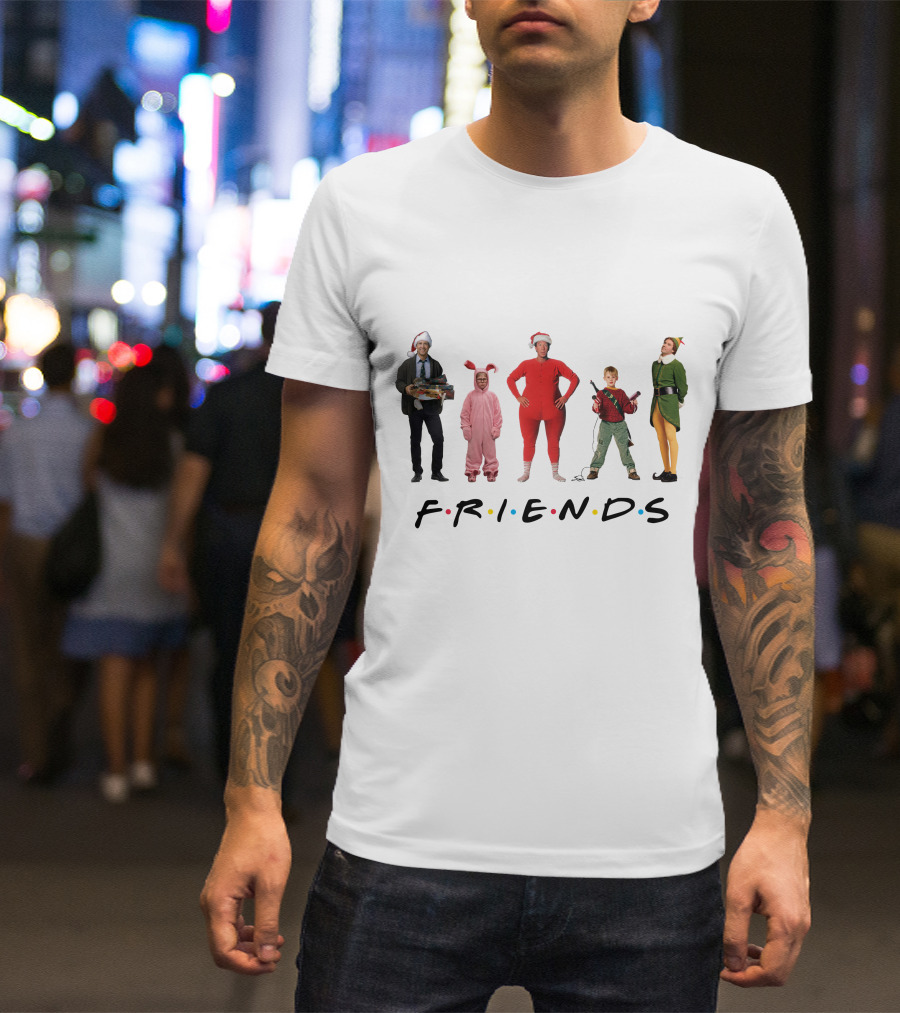 Friends Christmas Santa Bunny Pajamas Elf BB Gun T-Shirt