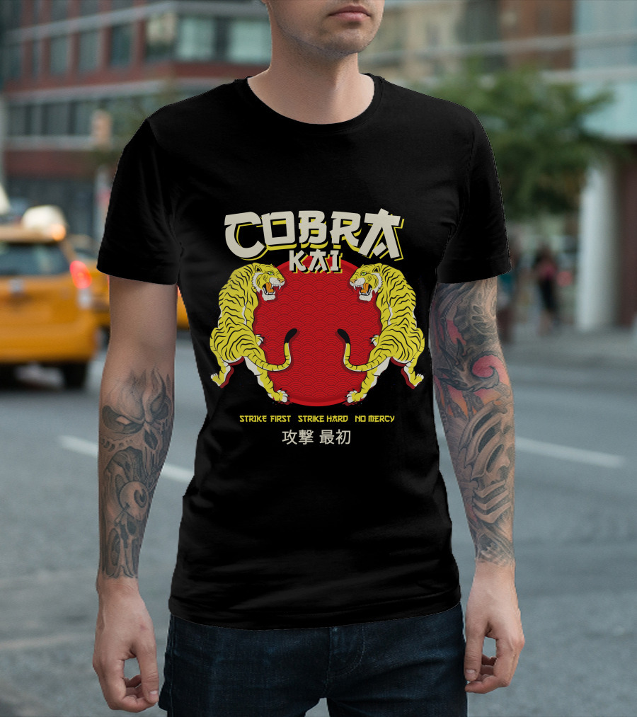 Cobra Kai Strike First Strike Hard No Mercy Japanese Tiger T-Shirt