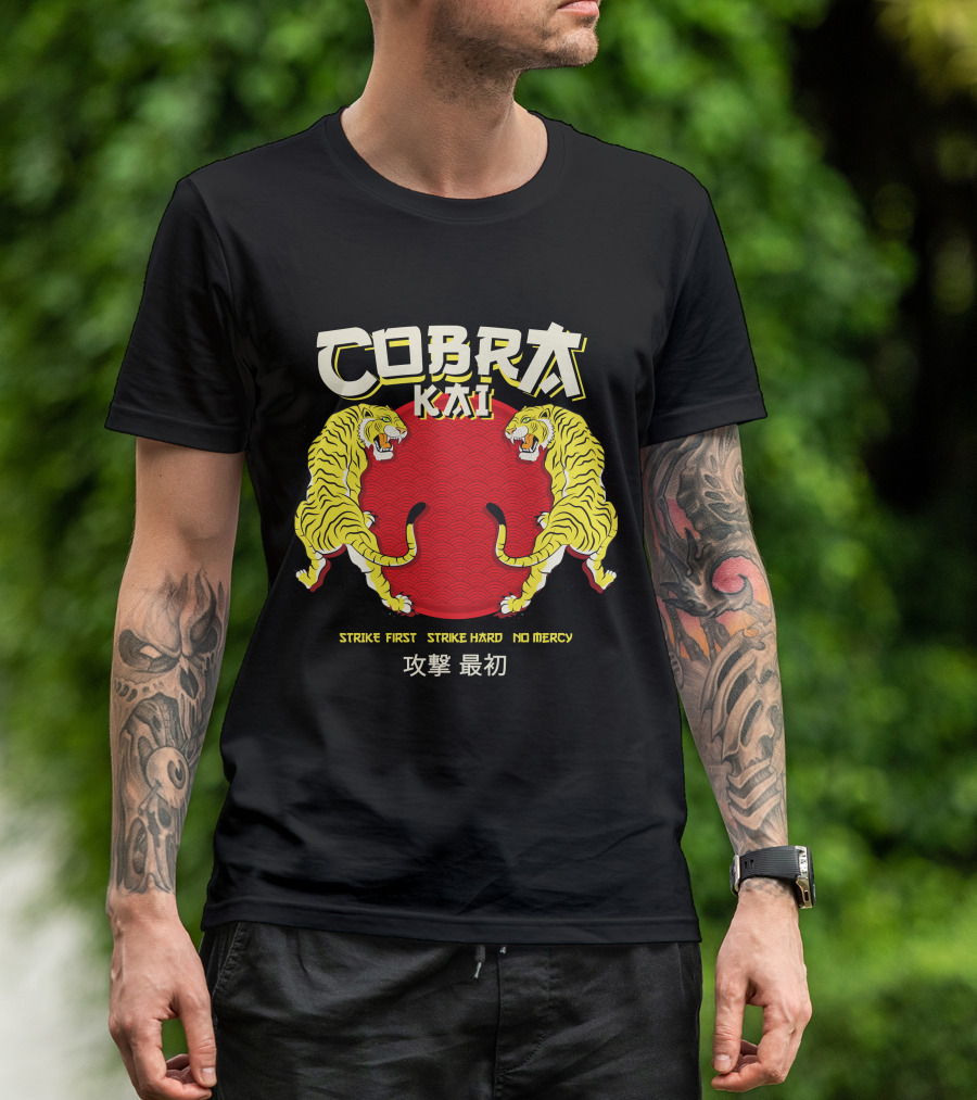 Cobra Kai Strike First Strike Hard No Mercy Japanese Tiger T-Shirt