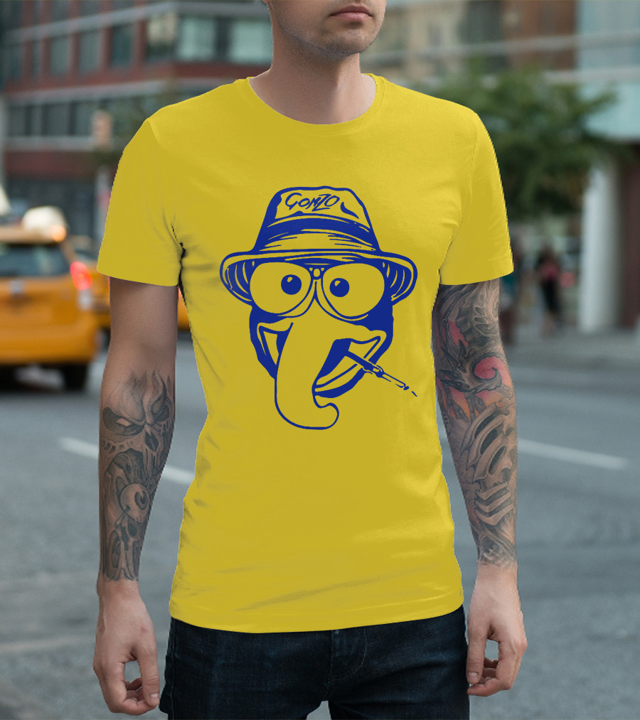Gonzo Hunter S. Thompson Blue Art With Hat And Cigarette T-Shirt