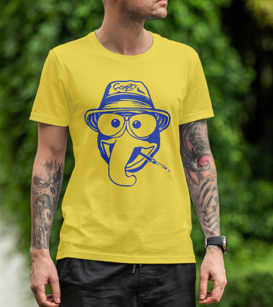 Gonzo Hunter S. Thompson Blue Art With Hat And Cigarette T-Shirt