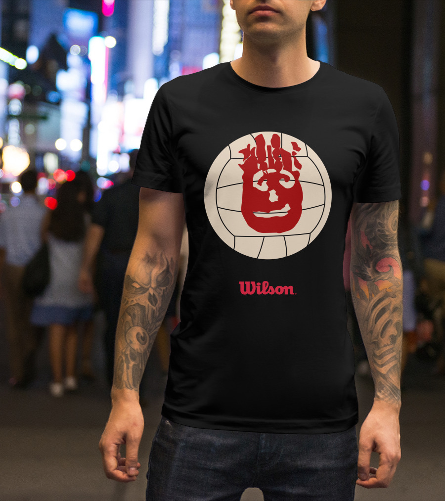 Wilson Volleyball Cast Away Movie Iconic Handprint Logo Ball T-Shirt