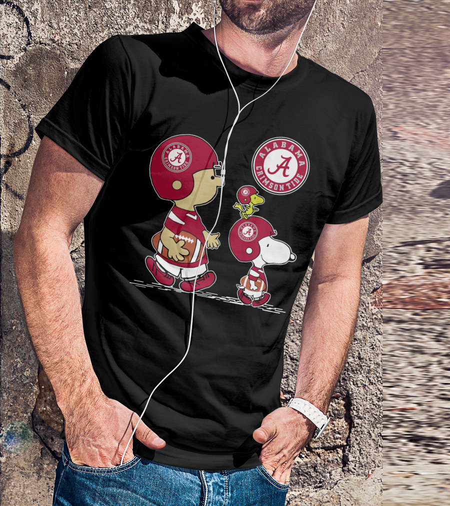 Alabama Crimson Tide Football Peanuts Characters Woodstock And Snoopy T-Shirt
