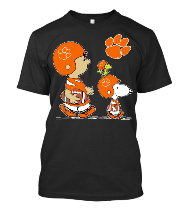 Clemson Tigers Football Cartoon Characters With Paw Prints T-Shirt