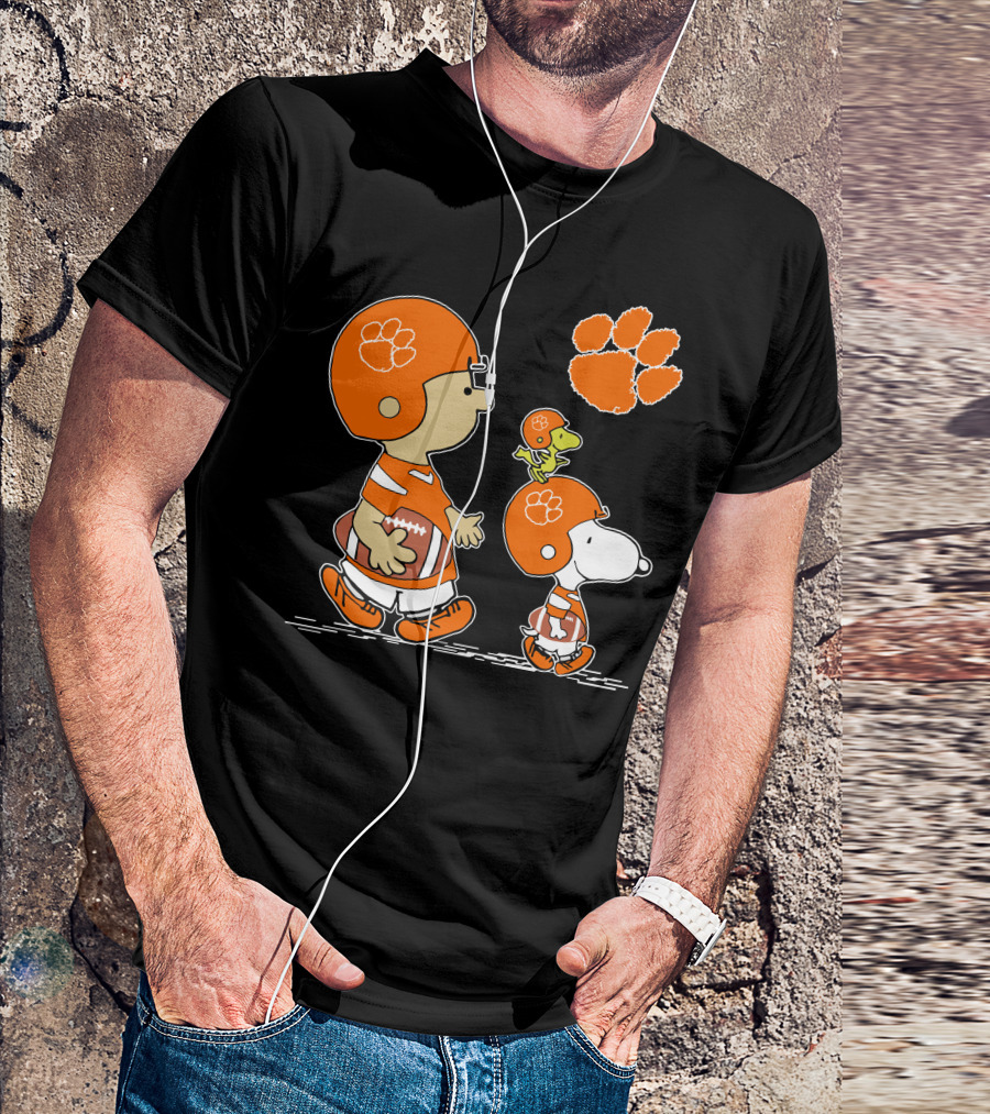 Clemson Tigers Football Cartoon Characters With Paw Prints T-Shirt