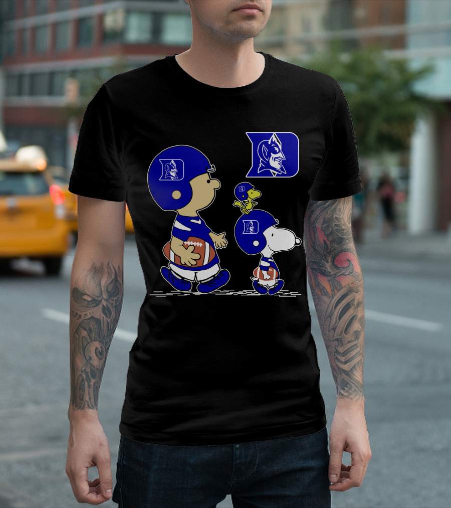 Duke Blue Devils Peanuts Characters Football Helmets T-Shirt