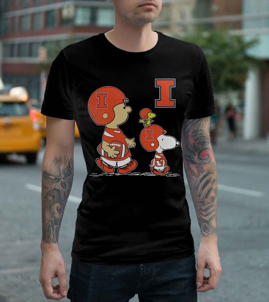 Illinois Fighting Illini Peanuts Football Characters T-Shirt
