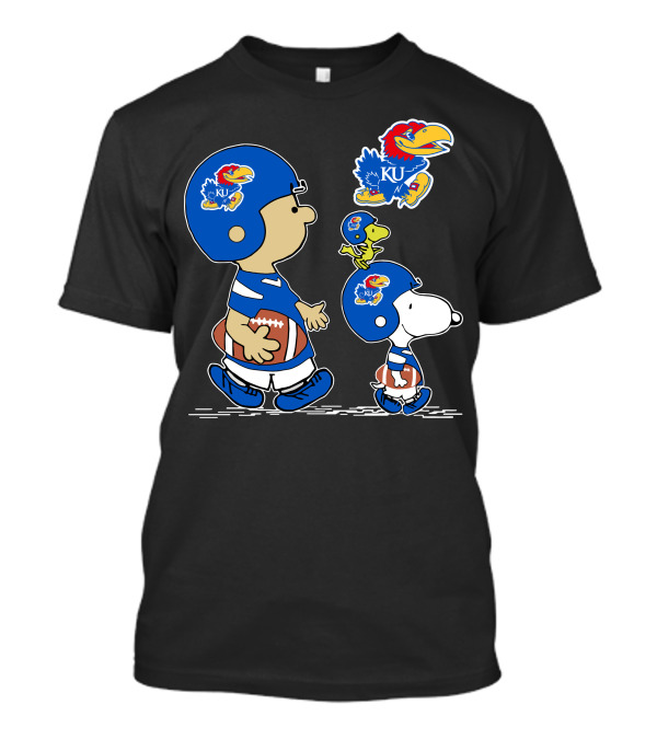 Kansas Jayhawks KU Football Peanuts Characters T-Shirt