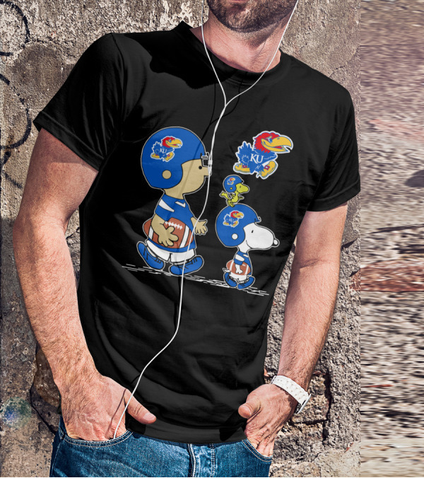 Kansas Jayhawks KU Football Peanuts Characters T-Shirt