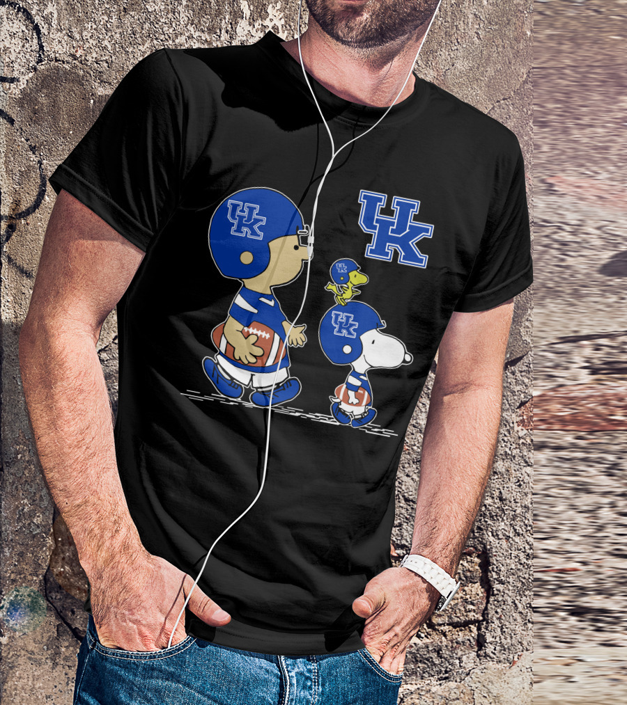 Kentucky Wildcats Peanuts Mascots Football Team Collaboration Snoopy Woodstock T-Shirt