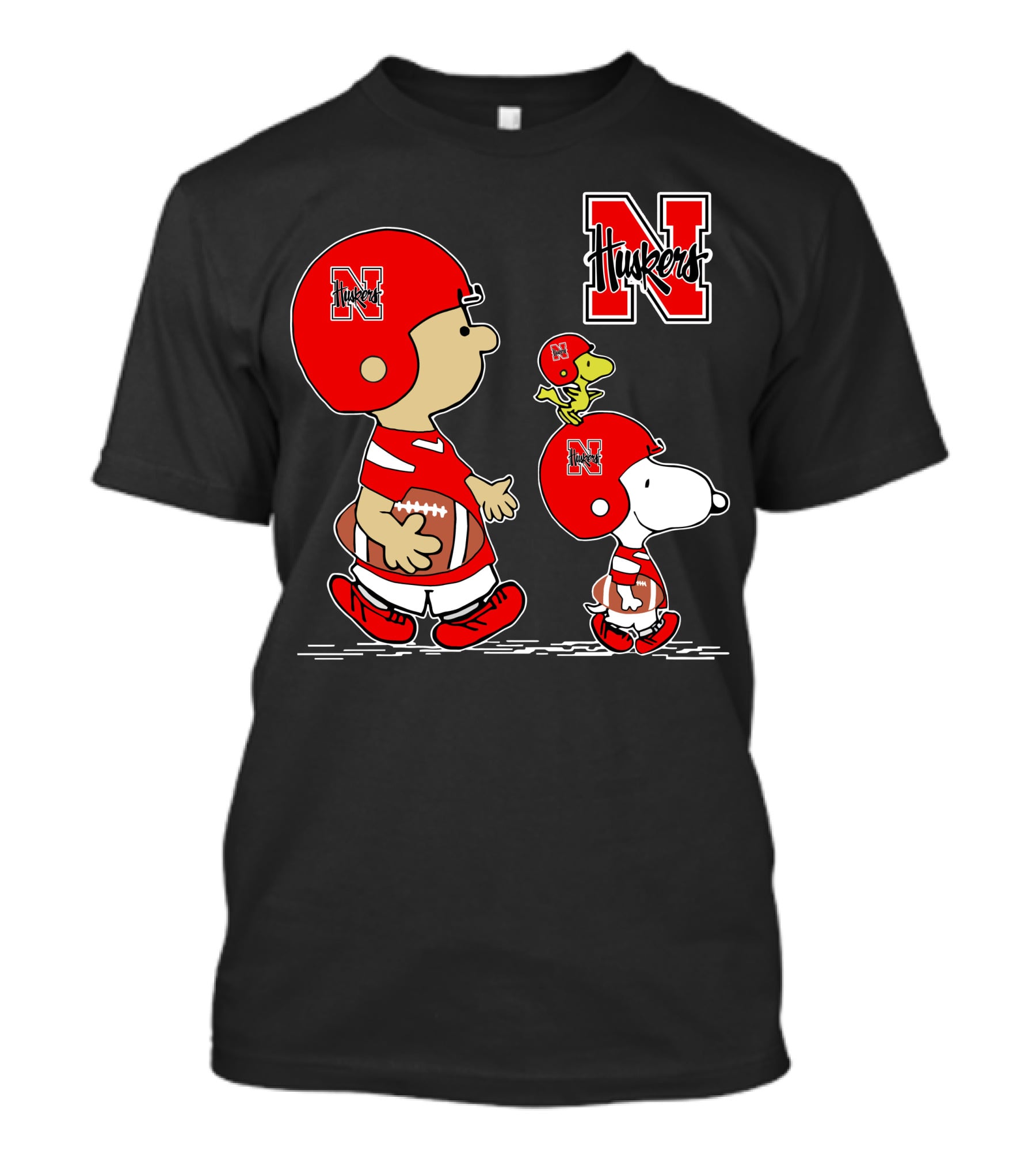 Nebraska Cornhuskers Huskers N Football Peanuts Characters T-Shirt