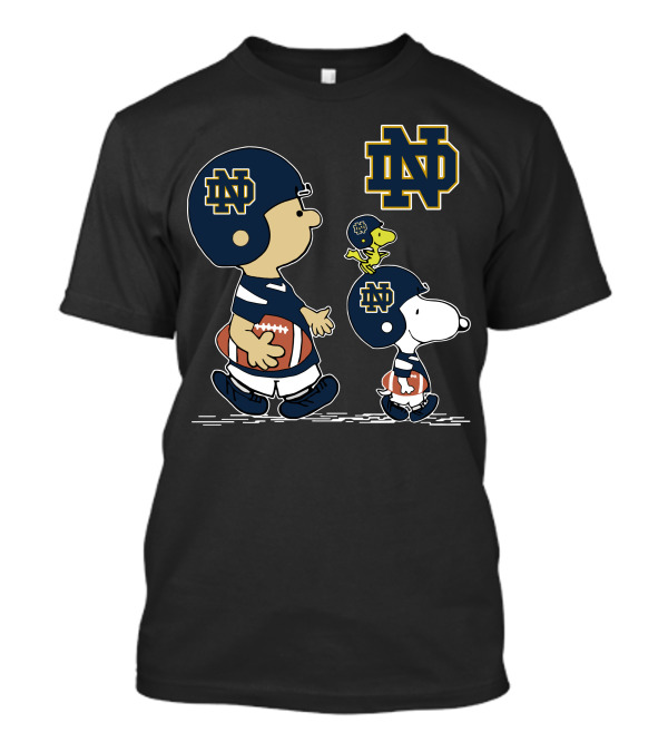 Notre Dame Fighting Irish Peanuts Characters Football Helmets ND T-Shirt