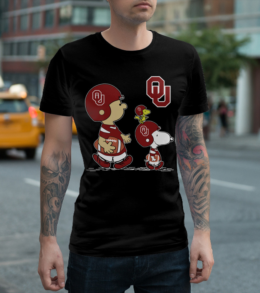Ou Sooners Football Featuring Peanuts Characters Charlie Brown And Snoopy T-Shirt
