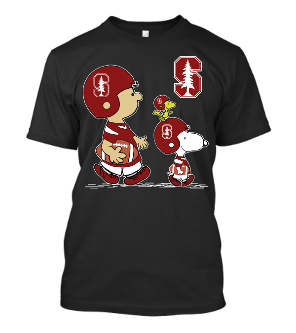 Stanford Cardinal Peanuts Football Characters With Tree T-Shirt
