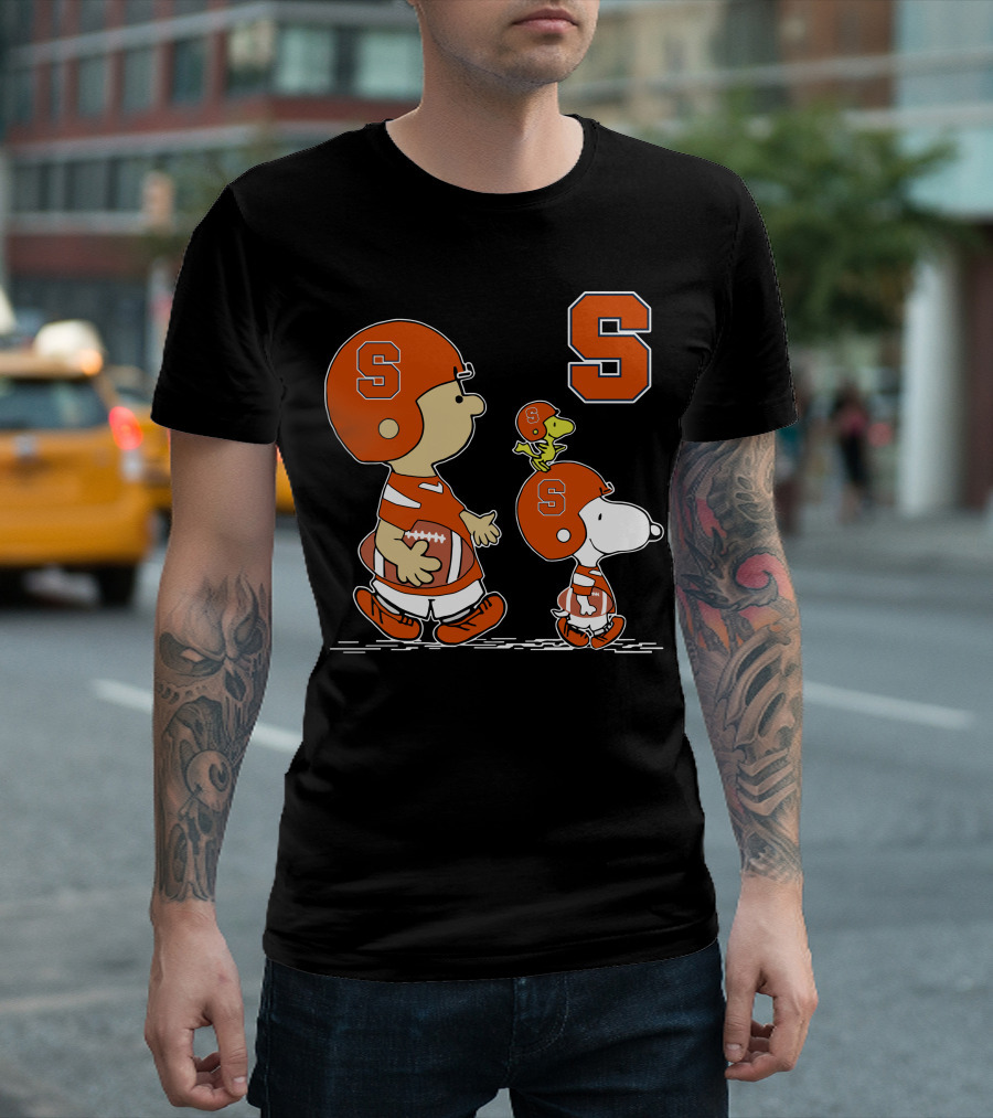 Syracuse Orange Football Peanuts Characters With Helmets T-Shirt