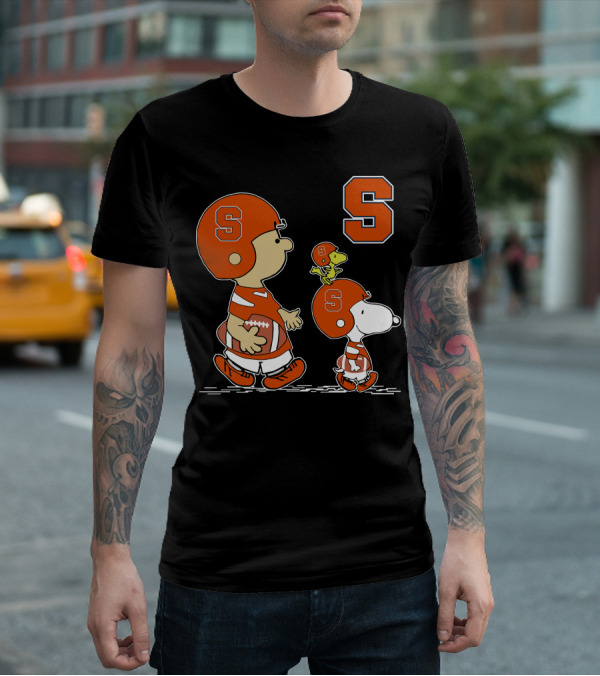 Syracuse Orange Football Peanuts Characters With Helmets T-Shirt