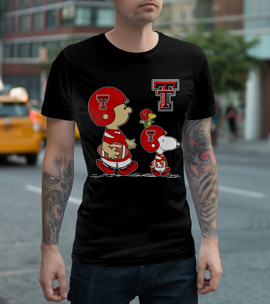 Texas Tech Red Raiders Peanuts Football Characters T-Shirt