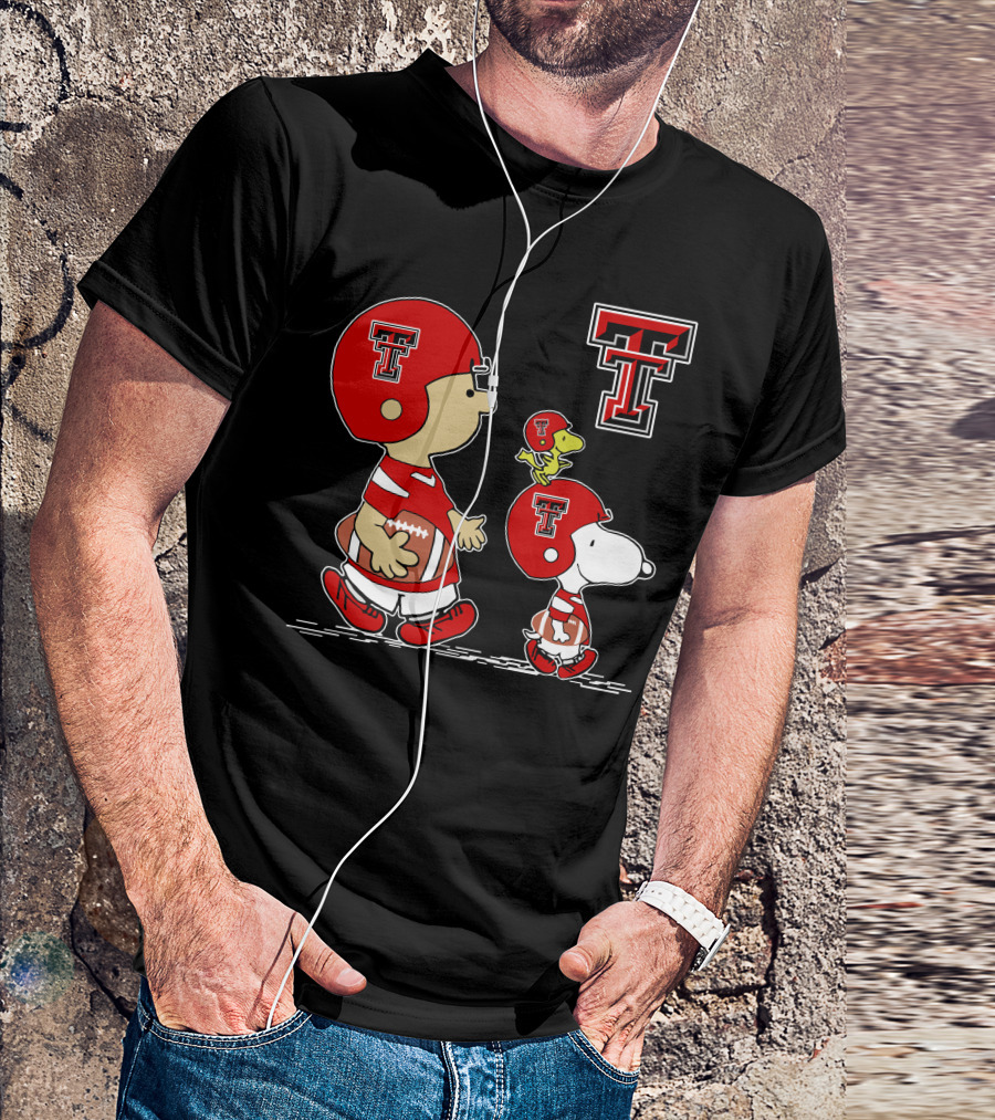 Texas Tech Red Raiders Peanuts Football Characters T-Shirt