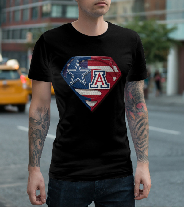 Dallas Cowboys Arizona Wildcats Superman American Flag T-Shirt