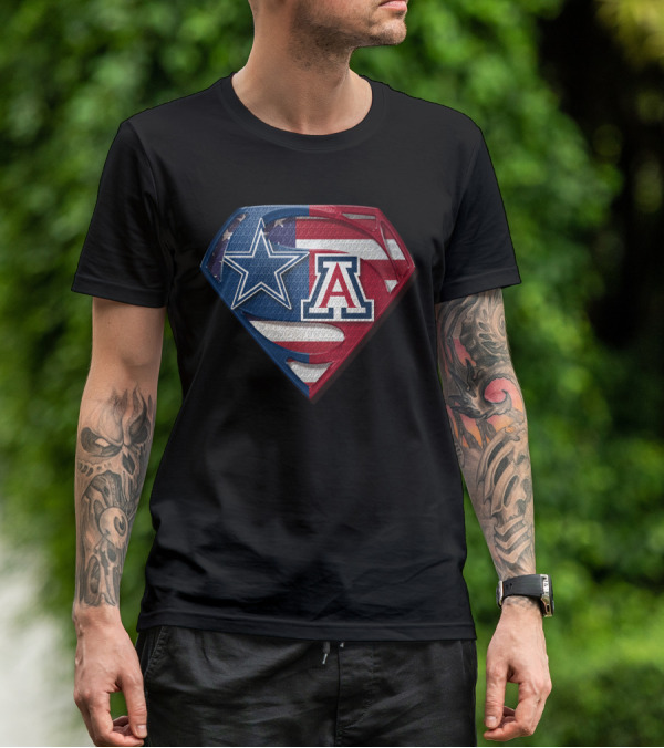 Dallas Cowboys Arizona Wildcats Superman American Flag T-Shirt
