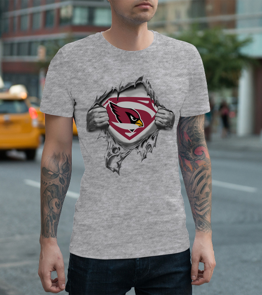 Arizona Cardinals Superman Logo Emblem Rip T-Shirt