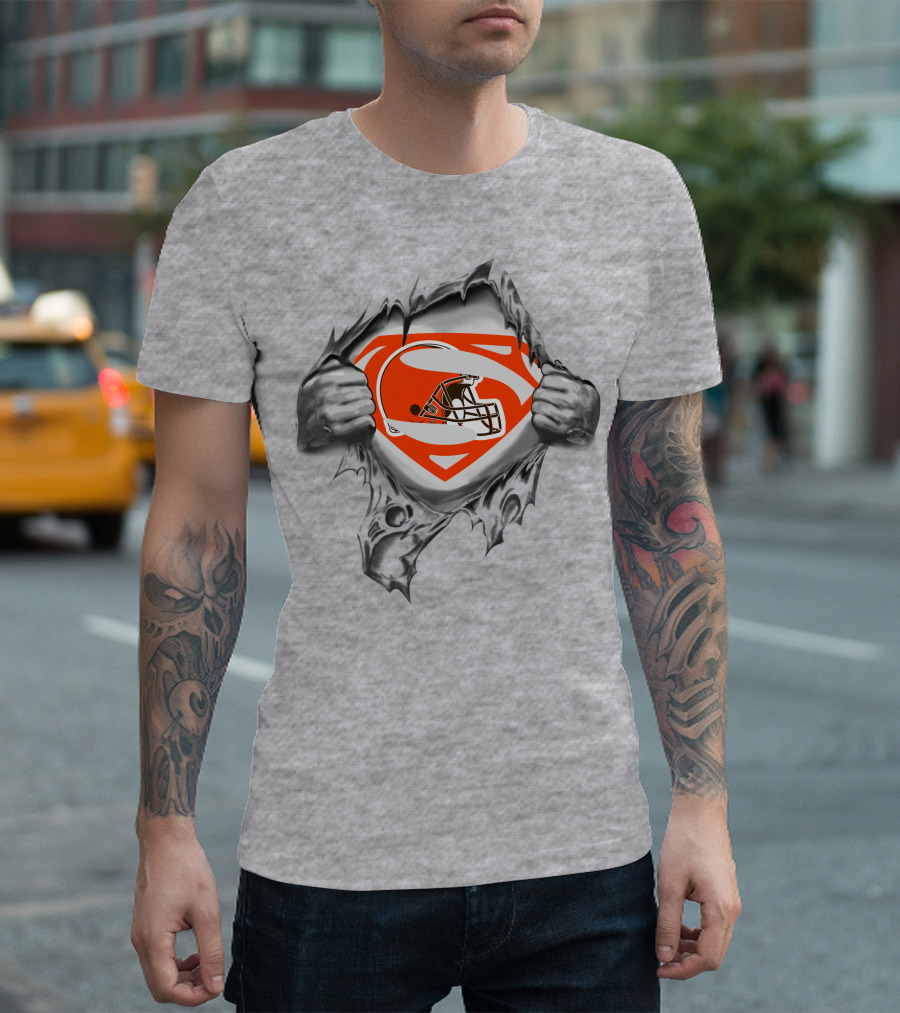 Cleveland Browns Superman Logo with Helmet T-Shirt