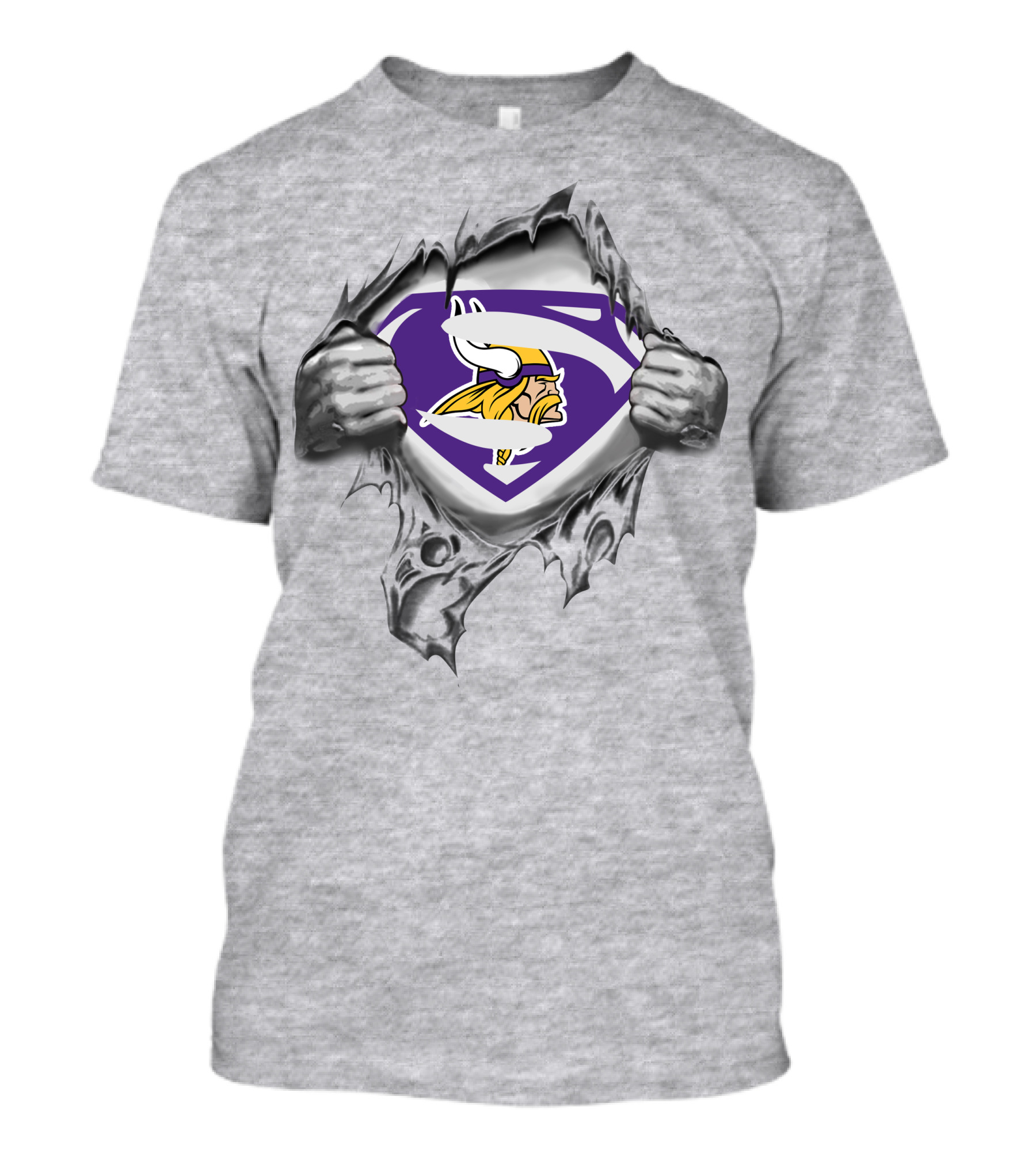 Minnesota Vikings Super Hero Logo Rip T-Shirt