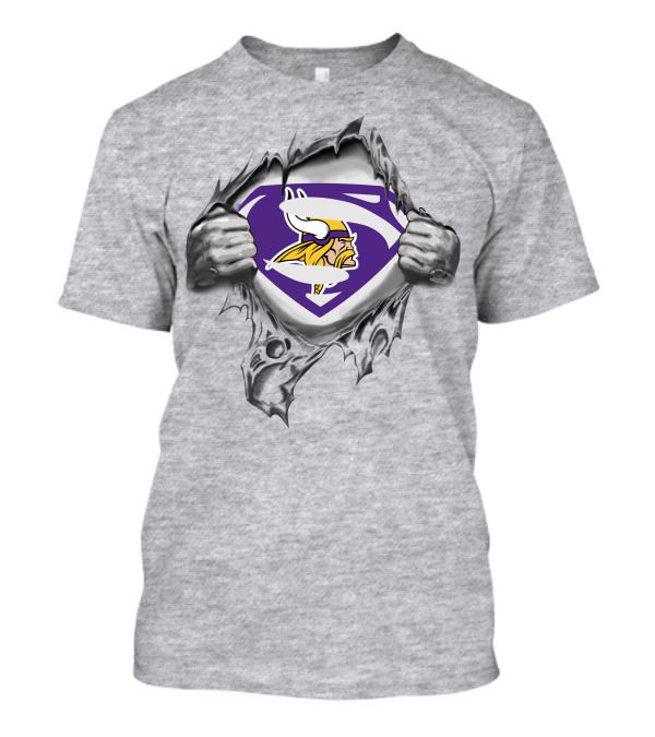 Minnesota Vikings Super Hero Logo Rip T-Shirt