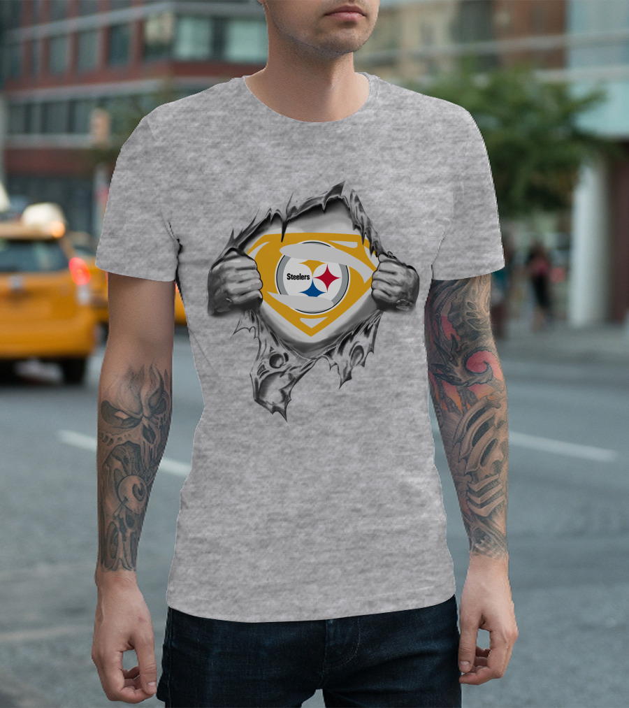 Steelers Logo Superhero Chest Reveal T-Shirt