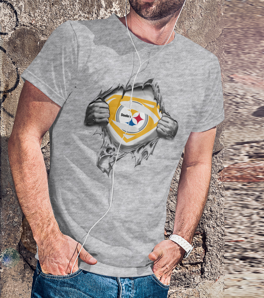Steelers Logo Superhero Chest Reveal T-Shirt