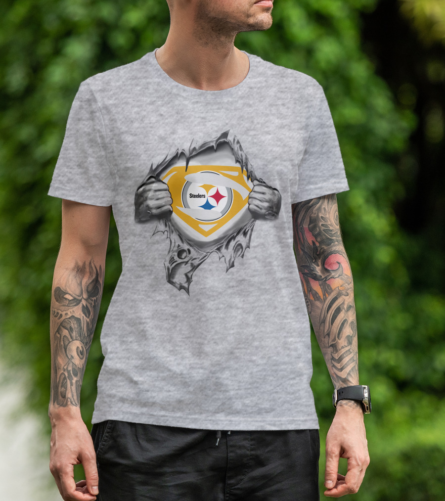 Steelers Logo Superhero Chest Reveal T-Shirt