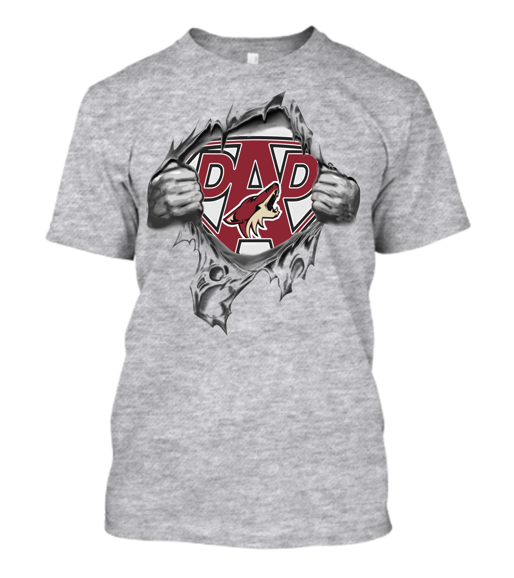 Coyotes Super Dad Logo With Torn Shirt Effect T-Shirt