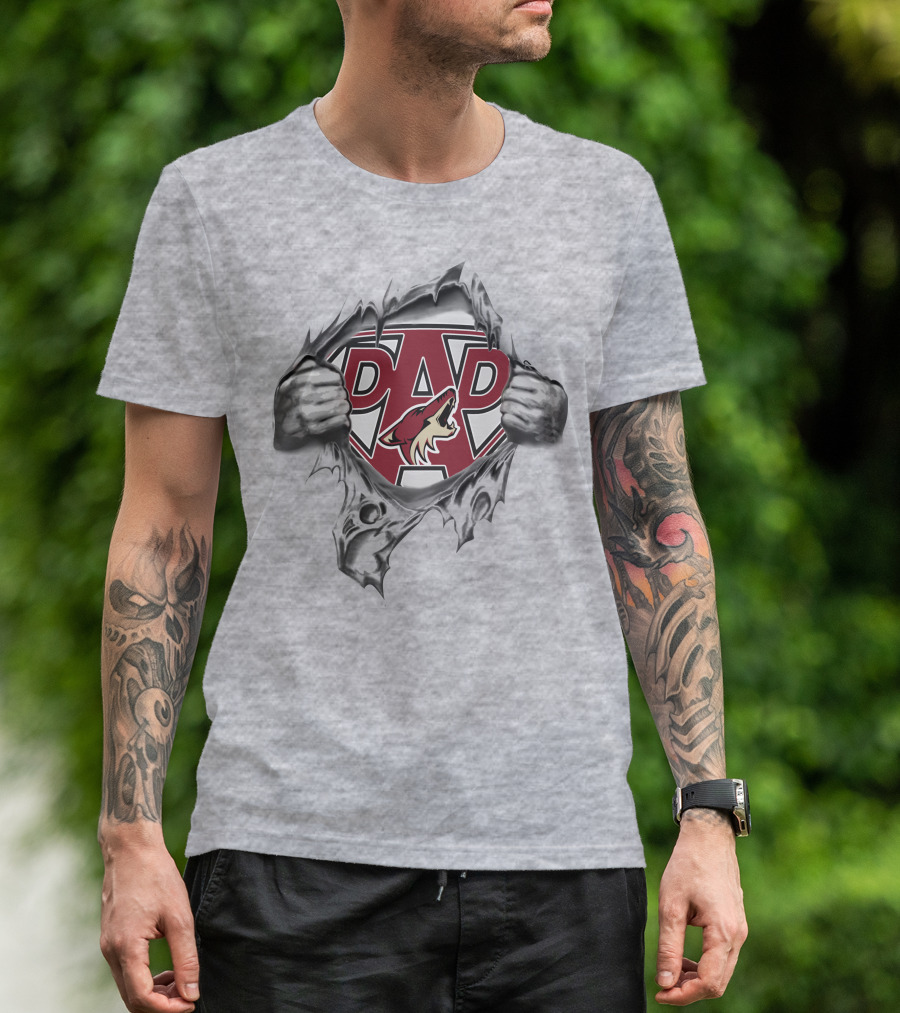 Coyotes Super Dad Logo With Torn Shirt Effect T-Shirt