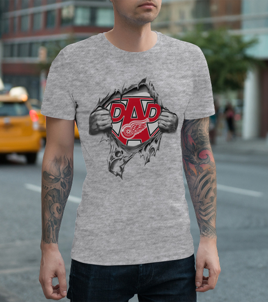 Detroit Red Wings Super Dad Logo Rip T-Shirt