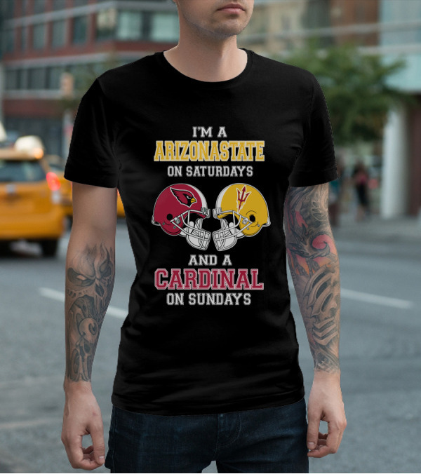 I'm A Arizona State On Saturdays And A Cardinal On Sundays Football Helmets T-Shirt
