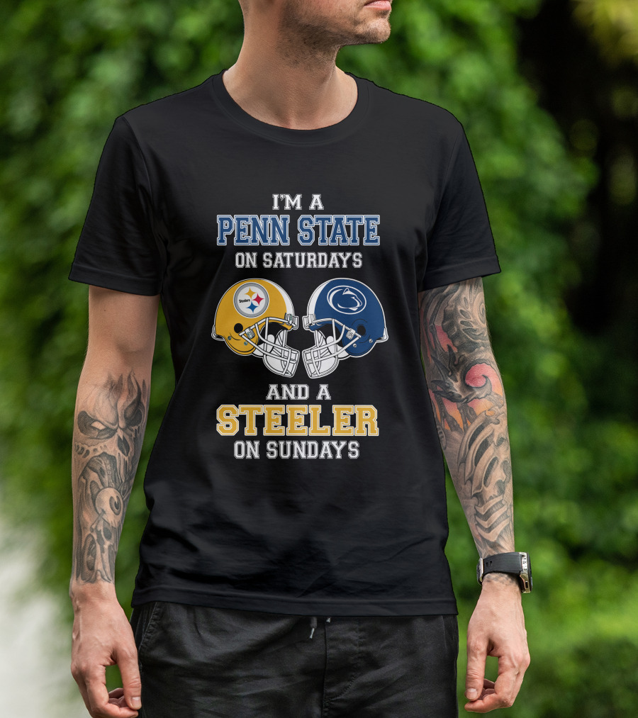 Penn State Saturdays Steelers Sundays Football Helmets T-Shirt