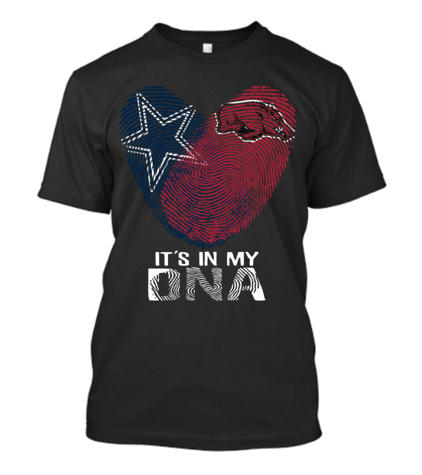 Cowboys Arkansas Razorbacks It's In My DNA Fingerprint Heart With Star And Hog T-Shirt