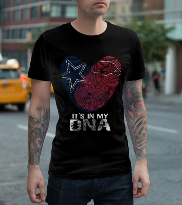 Cowboys Arkansas Razorbacks It's In My DNA Fingerprint Heart With Star And Hog T-Shirt