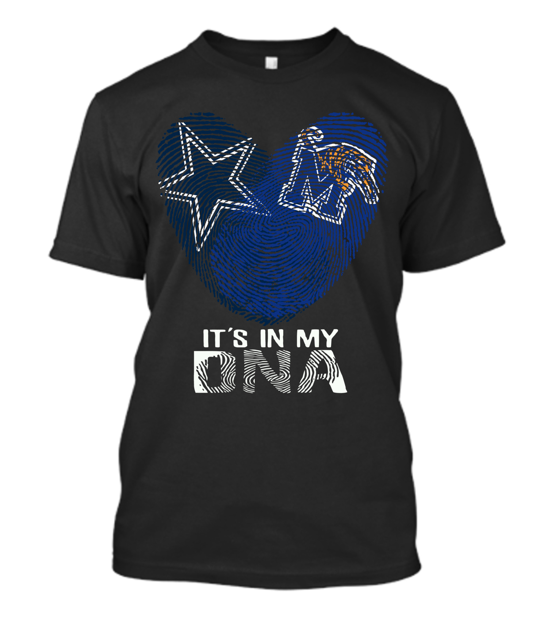 Cowboys Memphis Tigers It's In My DNA Fingerprint Heart With Star And Tiger T-Shirt