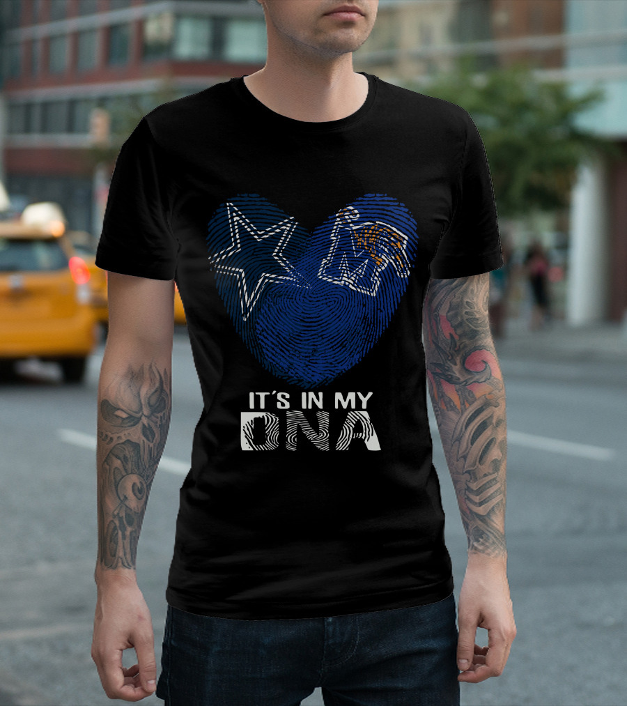 Cowboys Memphis Tigers It's In My DNA Fingerprint Heart with Star and Tiger T-Shirt